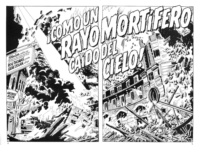 Ferran Delgado hand lettered comics translation of an Avengers double-page spread