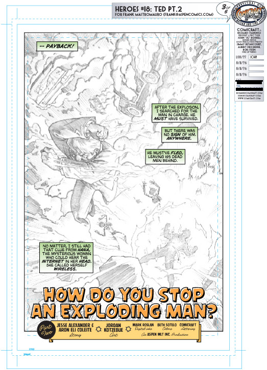 lettering process for Heroes page