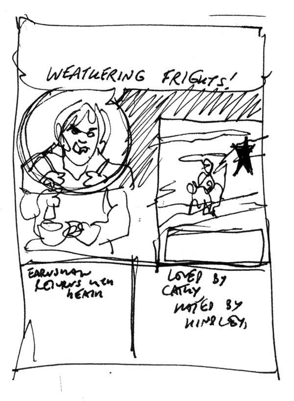 R. Sikoryak process for "The Heights" splash page